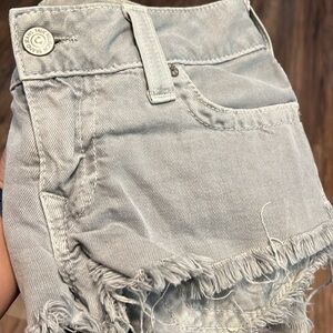 True Religion Joey Cut Off Shorts Women’s Size 30 Gray Distressed Raw Hem